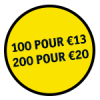 cercle jaune avec texte deux pour trente euros et trois pour quarante-deux euros